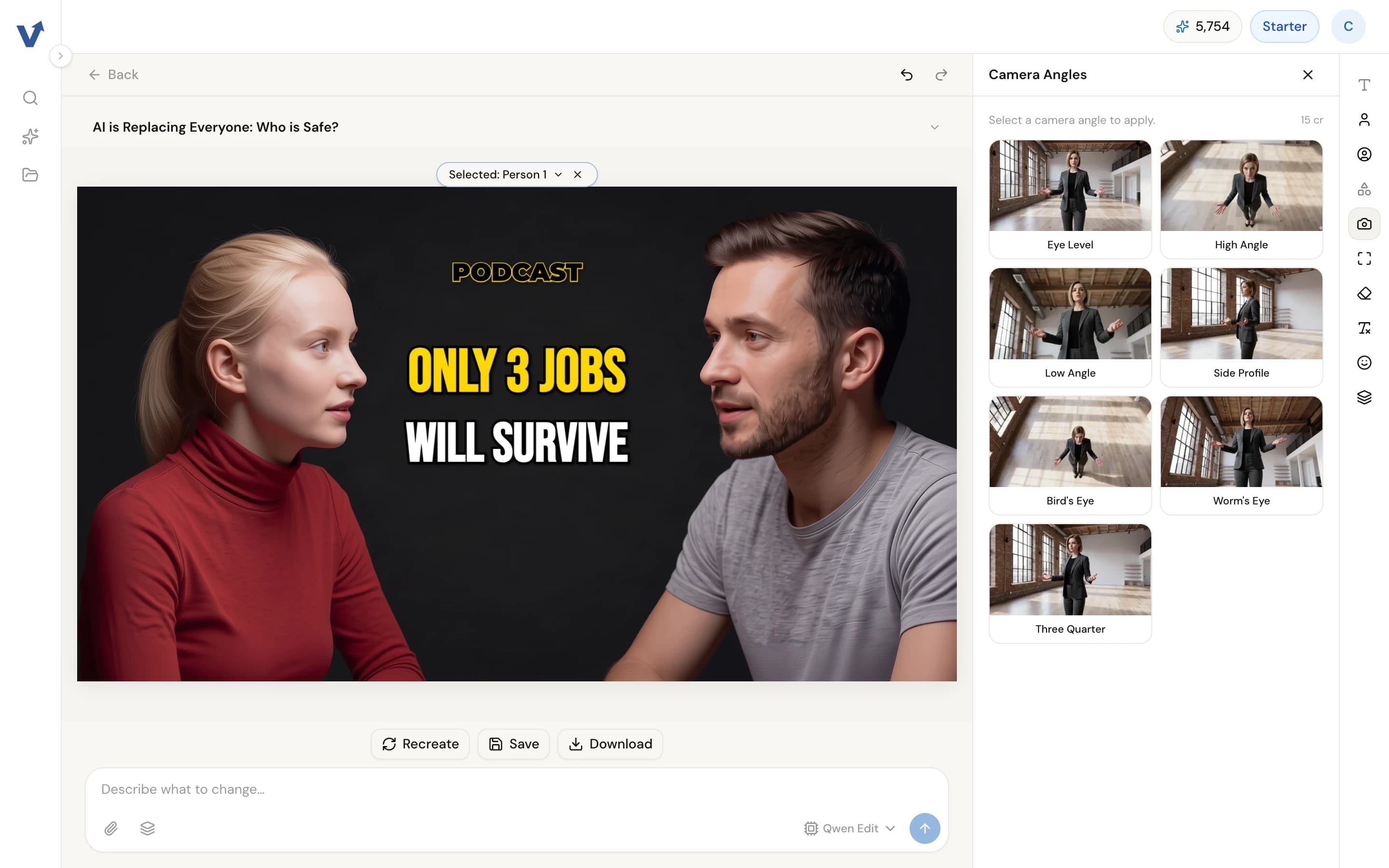 The same thumbnail after a three-quarter camera angle turns the woman on the left toward profile