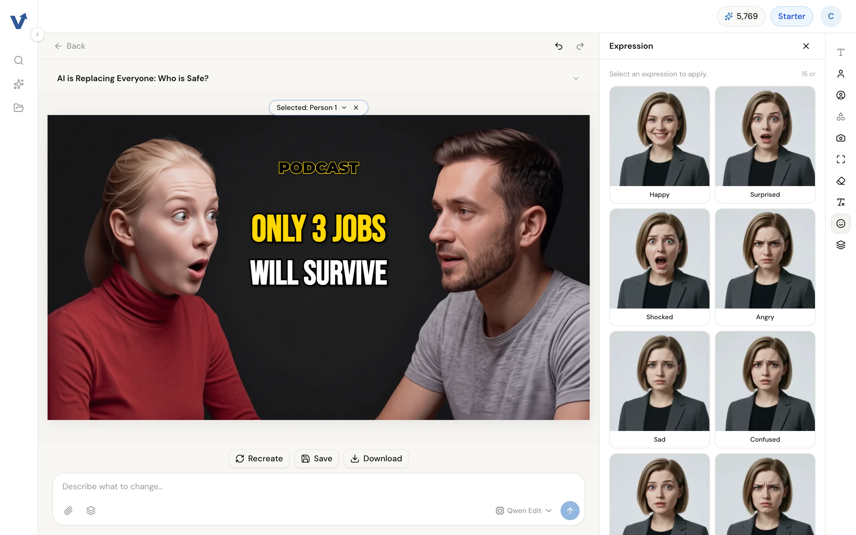 The same thumbnail after a surprised expression is applied to the woman on the left